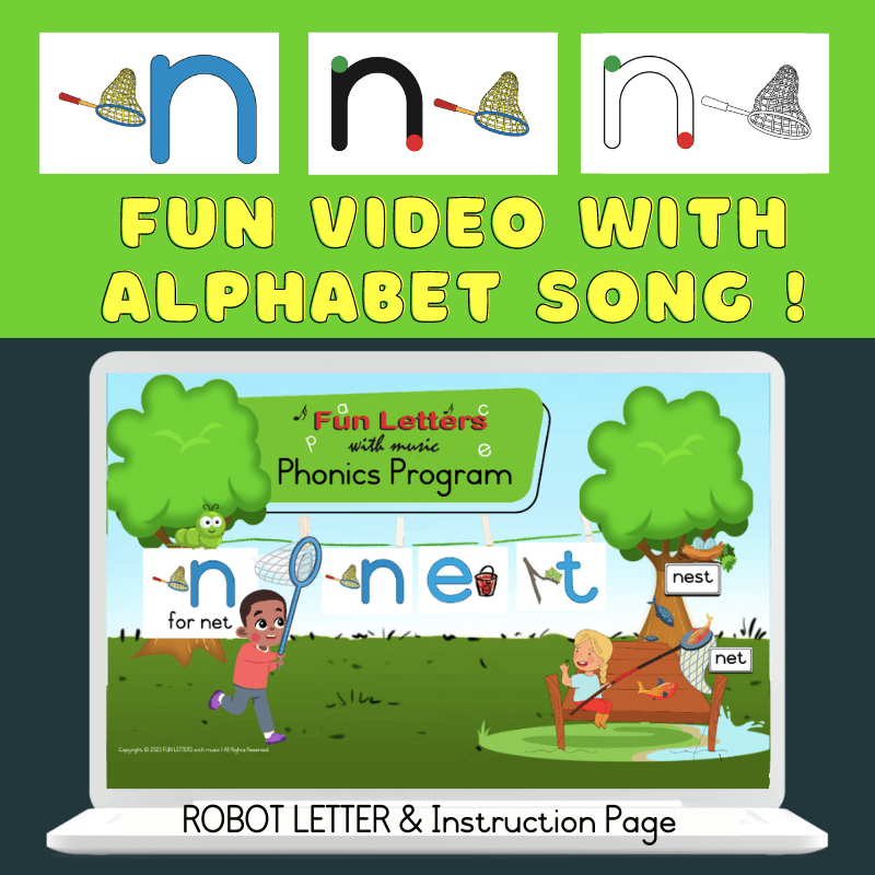 FUN LETTERS: [ n ] for net - ALPHABET PACKAGE | Fun Letters With Music